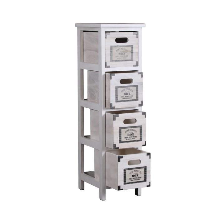 Cassettiera in Legno di Paulonia Bianca Opaca 4 Cassetti 22x26x77 cm - immagine 6