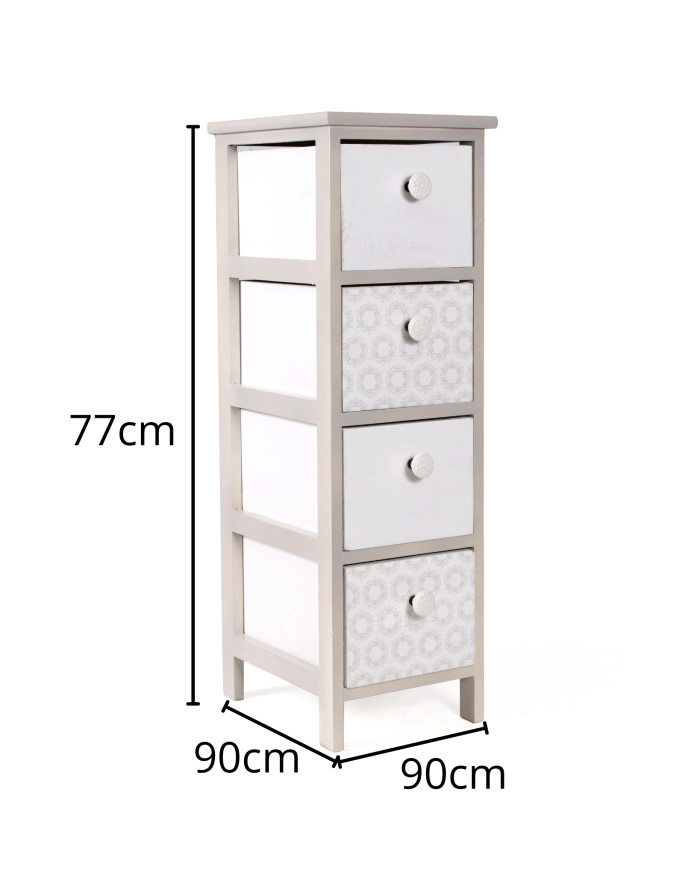 Cassettiera Beige in Paulownia con 4 Cassetti e Pomelli in Ceramica - immagine 2