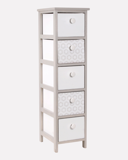 Cassettiera Beige in Paulonia con 5 Cassetti