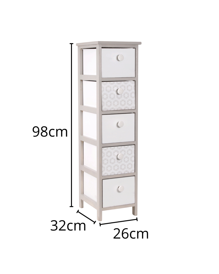 Cassettiera Beige in Paulonia con 5 Cassetti - immagine 2