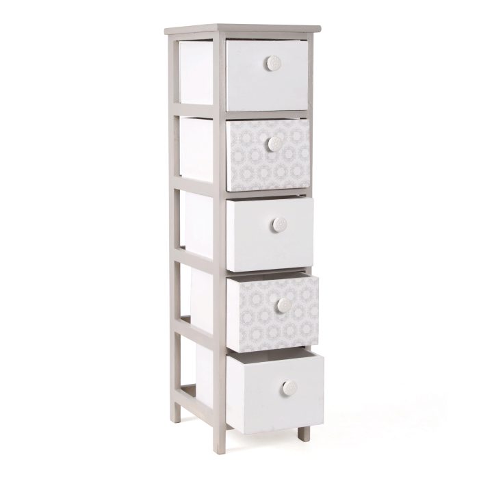 Cassettiera Beige in Paulonia con 5 Cassetti - immagine 3