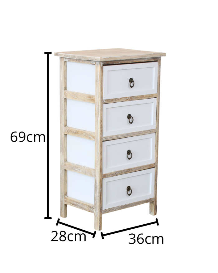 Cassettiera in legno di abete 4 cassetti - immagine 2