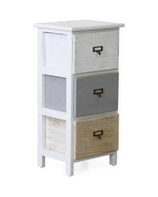 Cassettiera in Legno di Abete Multicolore 3 Cassetti 30X24H61