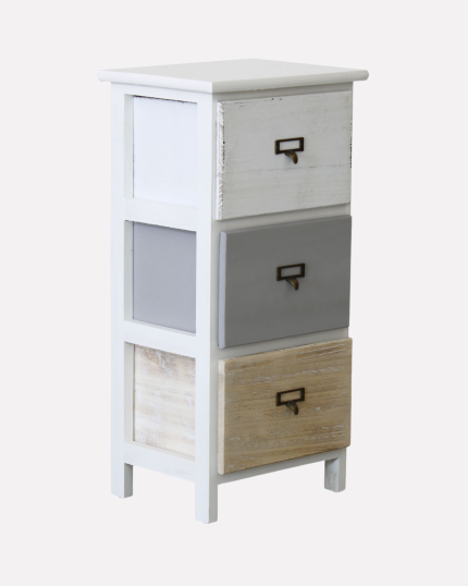 Cassettiera in Legno di Abete Multicolore 3 Cassetti