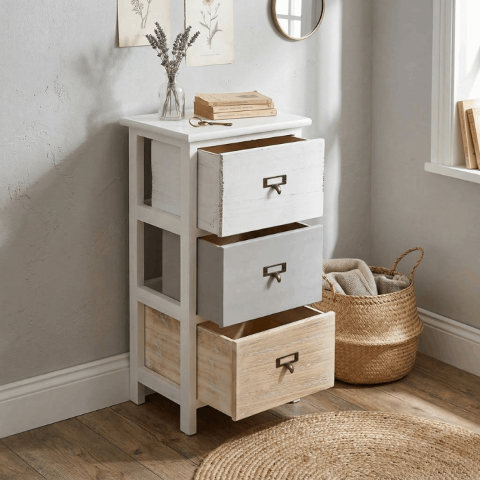 Cassettiera in Legno di Abete Multicolore 3 Cassetti  30X24H61 - immagine 2