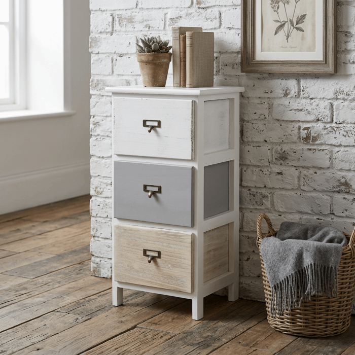 Cassettiera in Legno di Abete Multicolore 3 Cassetti  30X24H61 - immagine 5
