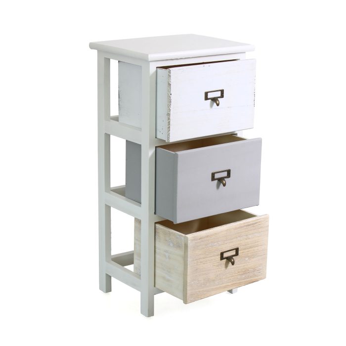 Cassettiera in Legno di Abete Multicolore 3 Cassetti  30X24H61 - immagine 3