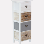 Cassettiera in Legno di Abete Multicolor 4 Cassetti – 30x24xH73 cm 