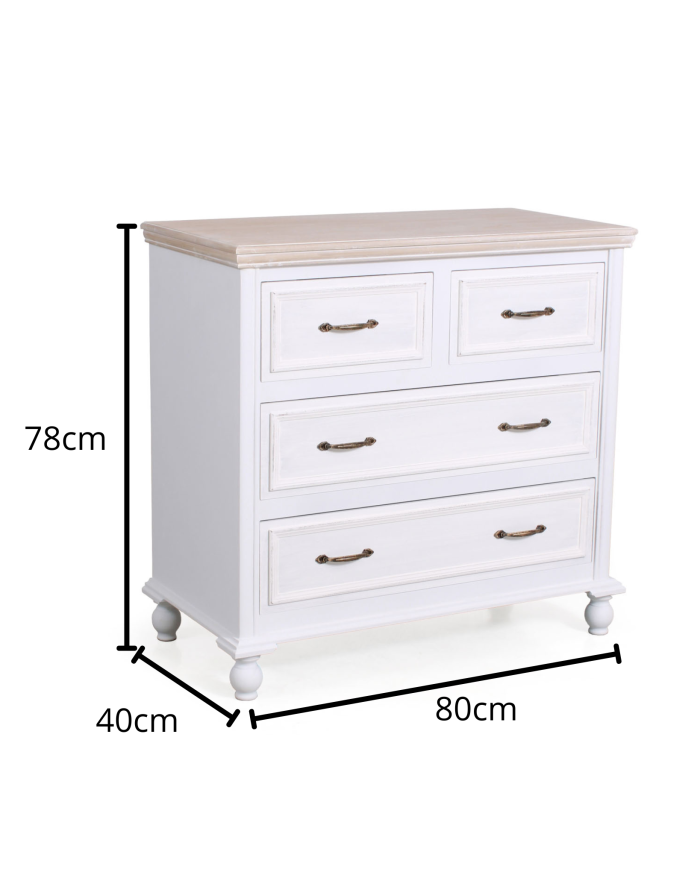 Comò Bianco “Sophia” in Legno di Pino - immagine 2