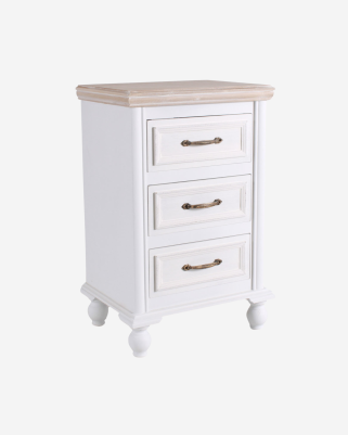 Comodino bianco "Sophia" a 3 cassetti