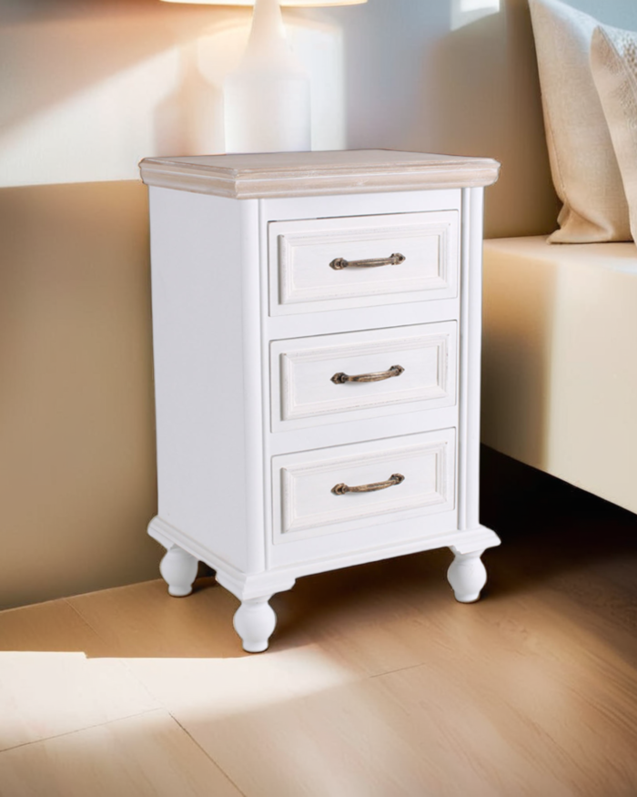 Comodino bianco "Sophia" 3 cassetti - immagine 2