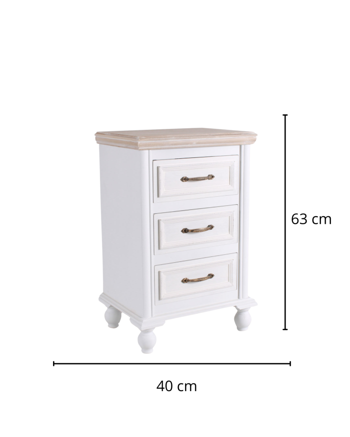 Comodino bianco "Sophia" 3 cassetti - immagine 3