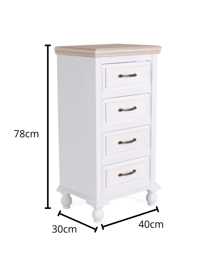 Cassettiera bianca "Sophia" 4 cassetti - immagine 3