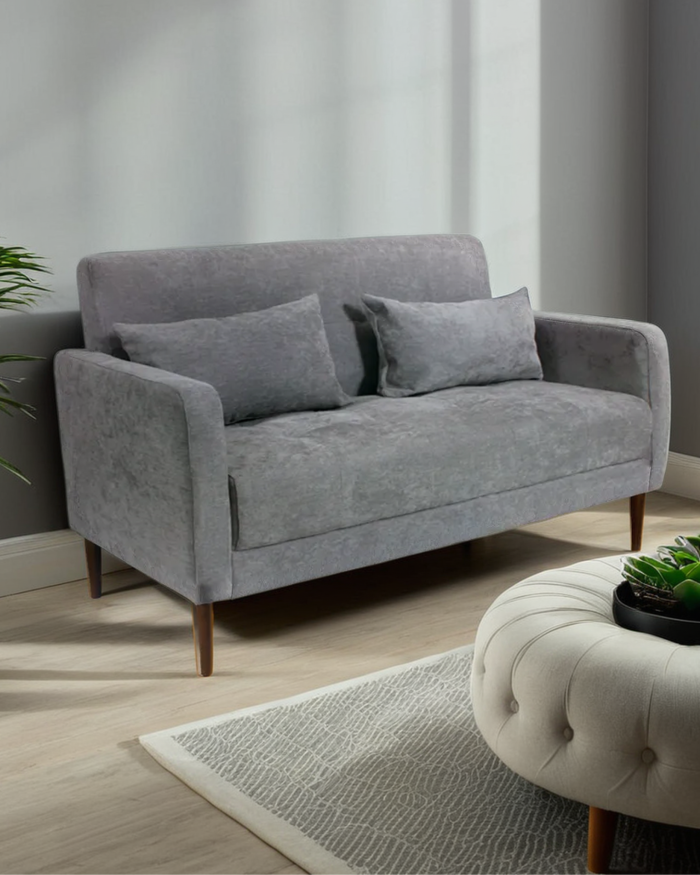 Divano grigio a due posti in ciniglia Lidia - immagine 2