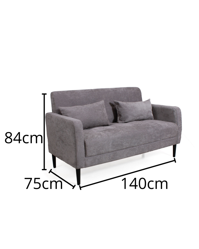 Divano grigio a due posti in ciniglia Lidia - immagine 3