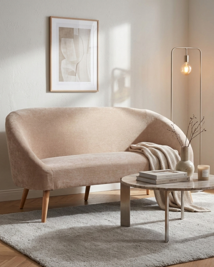 Divano in ciniglia "Giorgia" beige - immagine 2