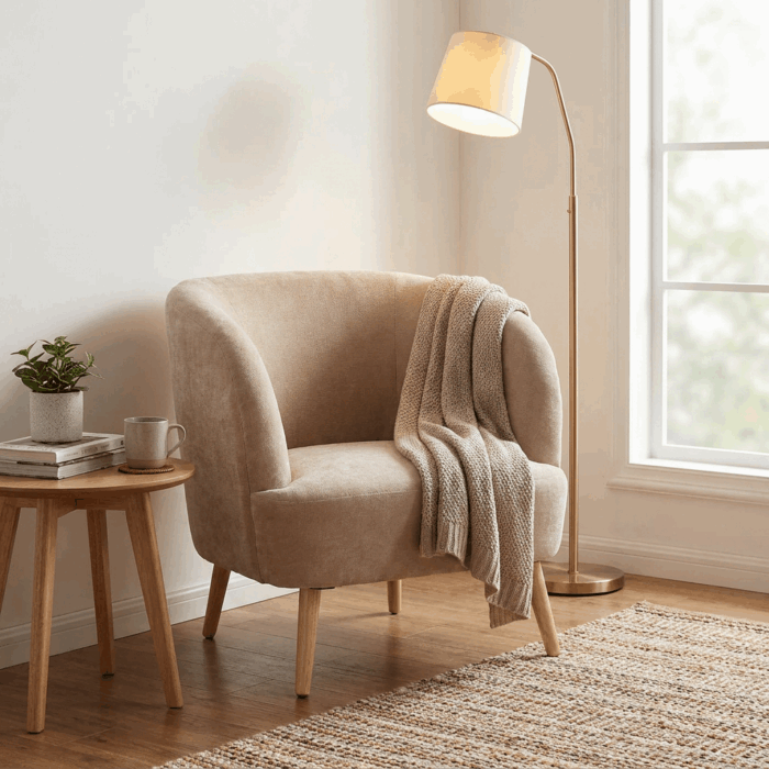 Poltrona in ciniglia "Giorgia" beige - immagine 5