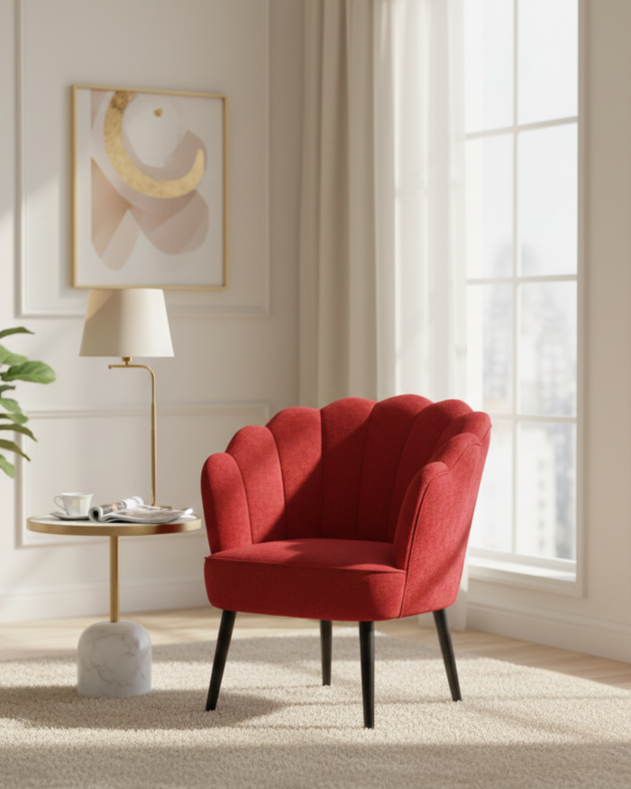 Poltrona rossa in ciniglia "Sara" - immagine 2
