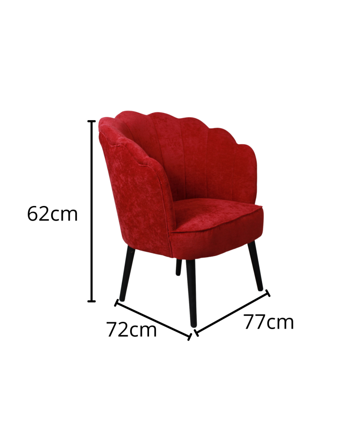 Poltrona rossa in ciniglia "Sara" - immagine 4