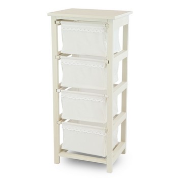 Cassettiera Bianca da Assemblare con 4 Cassetti – 38x28xH87 cm