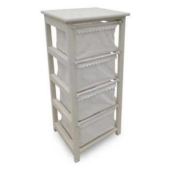 Cassettiera Bianca da Assemblare con 4 Cassetti – 38x28xH87 cm