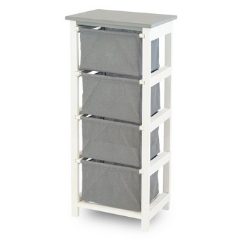 Cassettiera da Assemblare BIANCA/GRIGIA con 4 Cassetti – 38x28xH87 cm