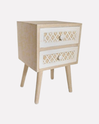 Comodino 2 Cassetti in Legno Beige