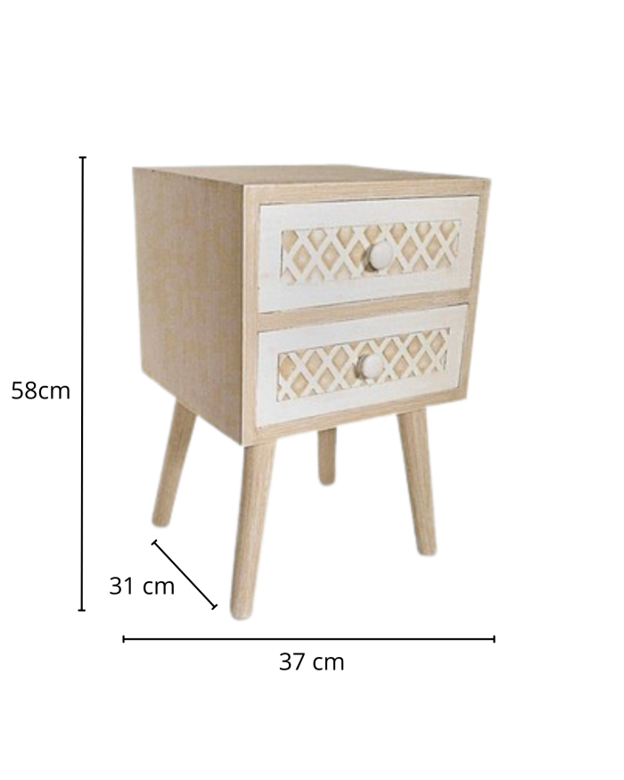 Comodino 2 Cassetti in Legno Beige