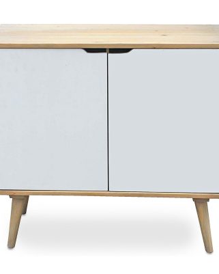 Mobiletto 2 Ante Bianche in Legno Naturale – 90x40xH80 cm