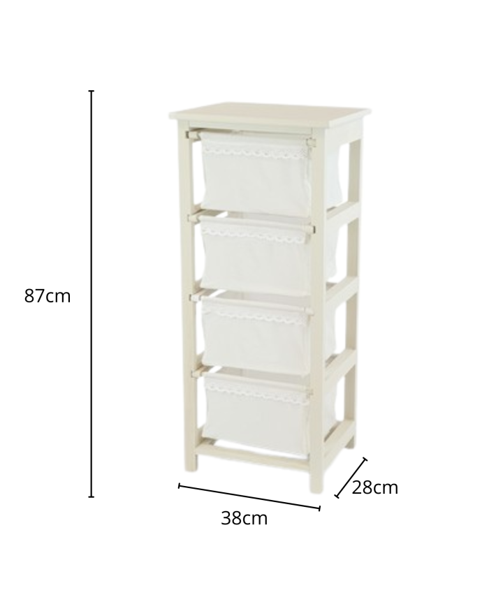 Cassettiera Bianca da Assemblare con 4 Cassetti - immagine 2