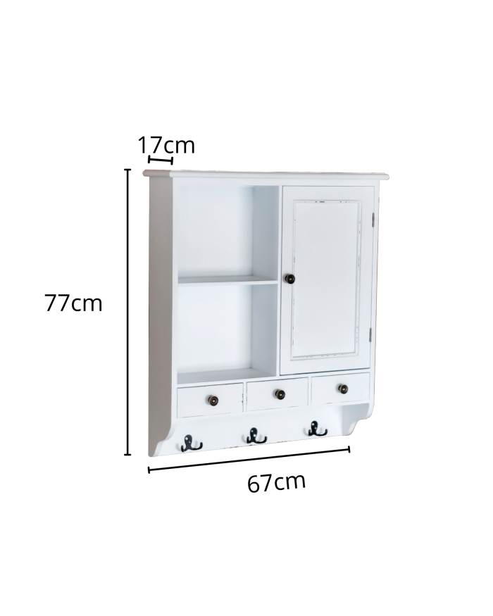 Pensile bianco in legno di pino ed mdf "Alice" - immagine 3