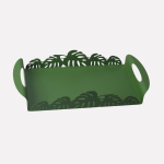 vassoio rettangolare verde con foglie