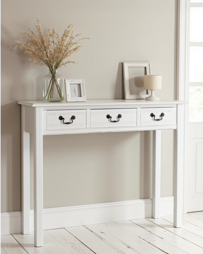 Consolle bianca in legno di pino ed mdf "Alice" - immagine 2