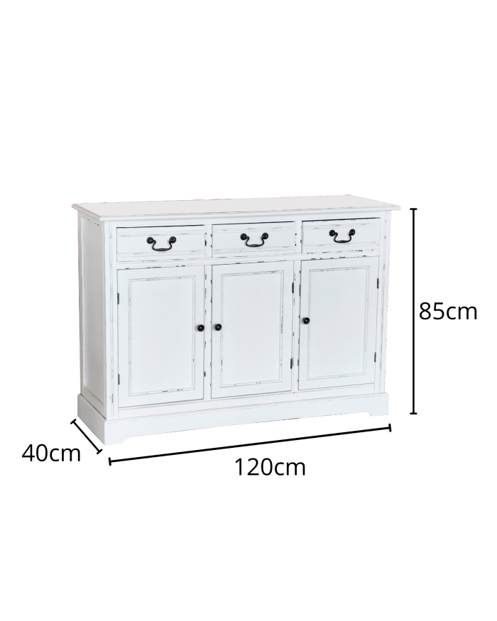 Credenza bianca in legno di pino ed mdf "Alice" - immagine 3