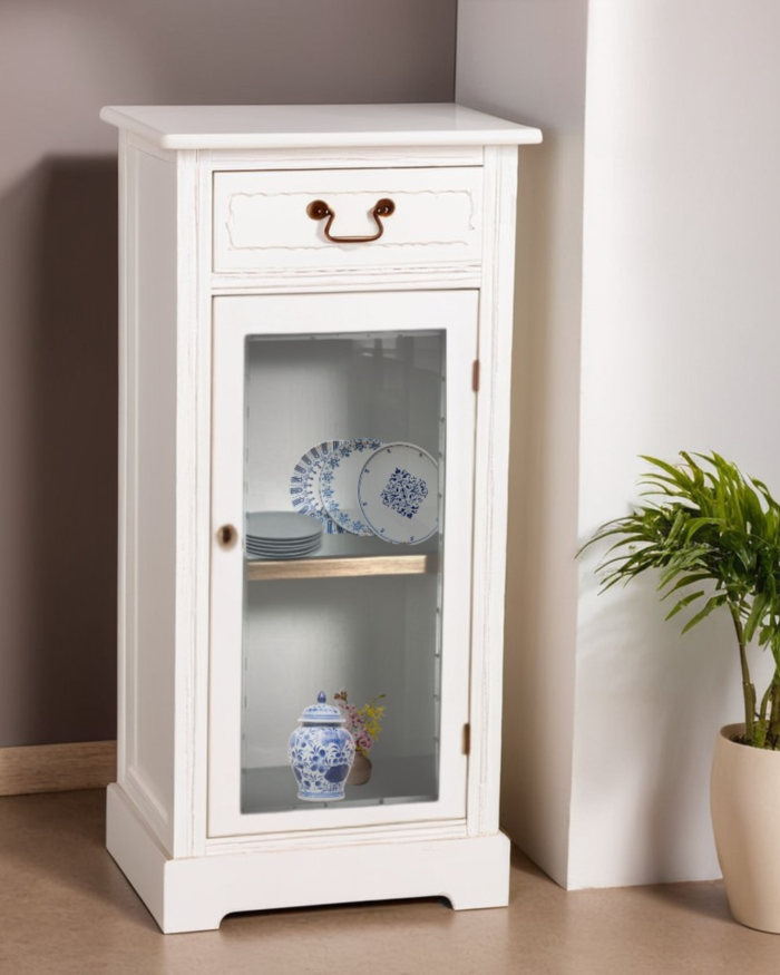 Vetrinetta bianca in legno di pino ed mdf "Alice" - immagine 2