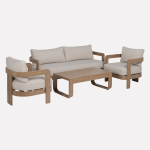 Salotto da esterno in alluminio effetto legno "Tropea"