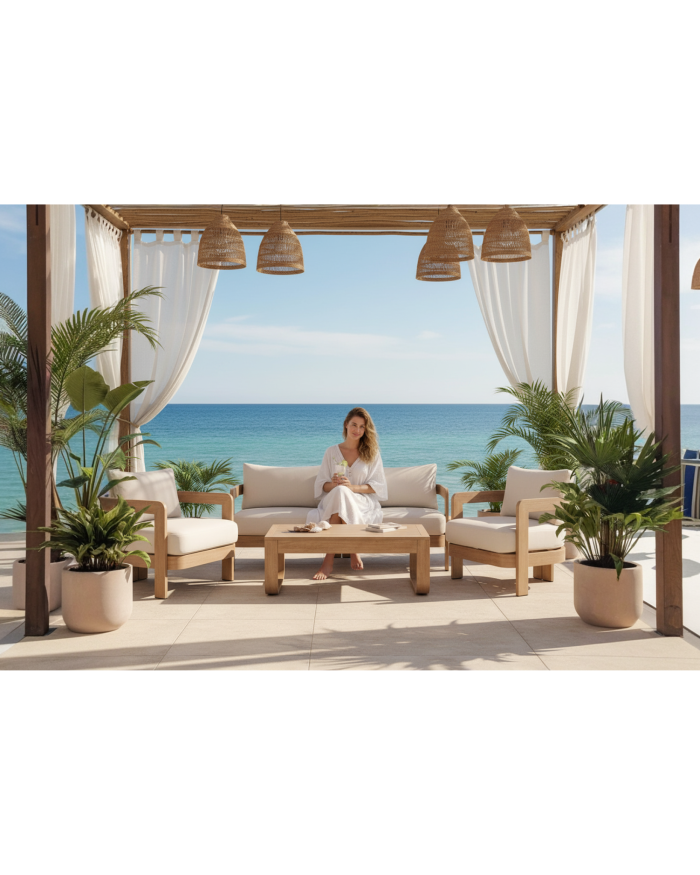 Salotto da giardino in alluminio effetto legno "Tropea" - immagine 2