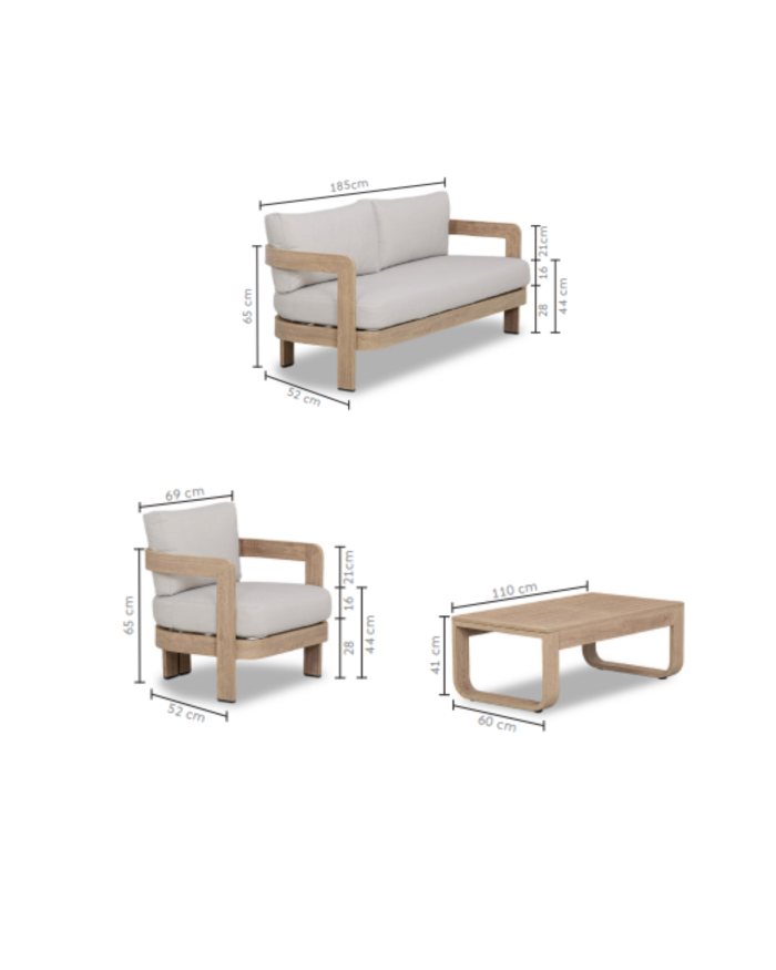Salotto da giardino in alluminio effetto legno "Tropea" - immagine 3