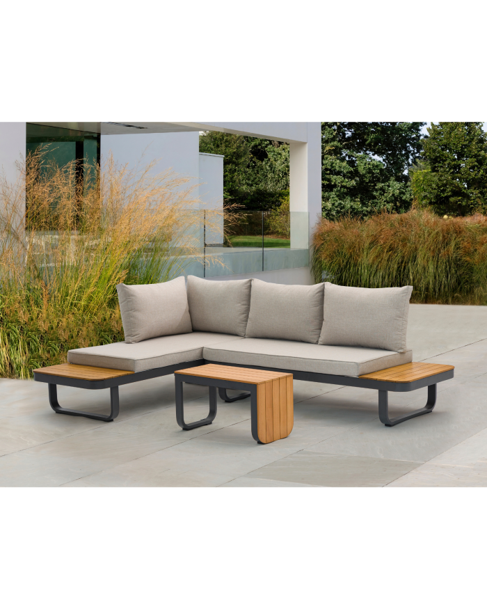 Salotto da giardino in alluminio e acacia "Sirmione" - immagine 3