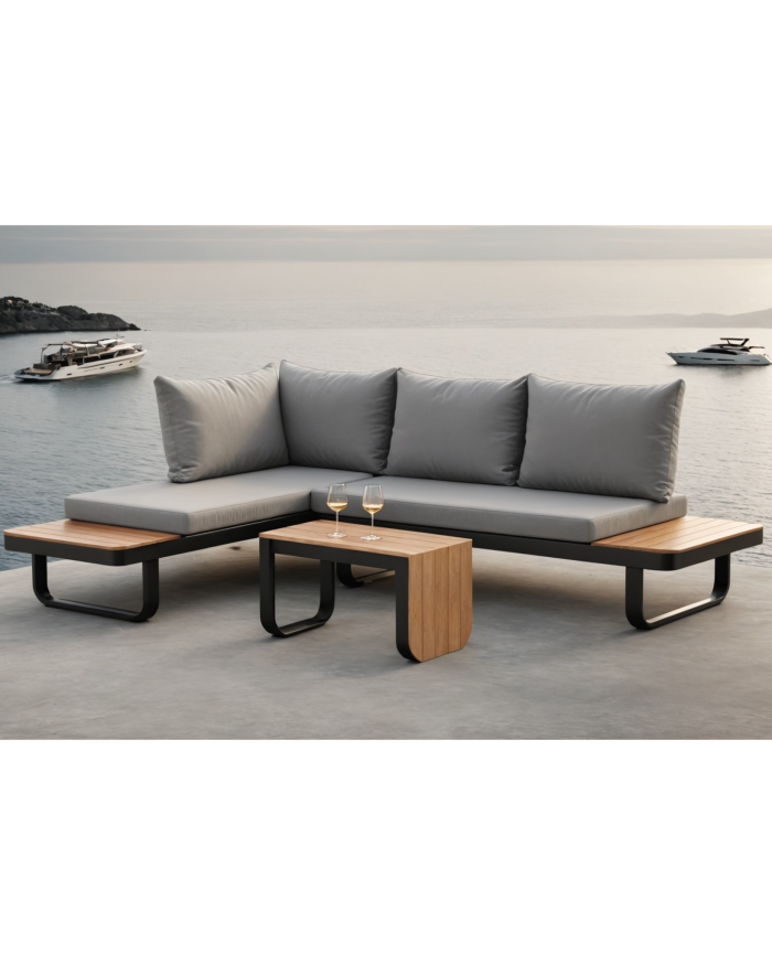 Salotto da giardino in alluminio e acacia "Sirmione" - immagine 2