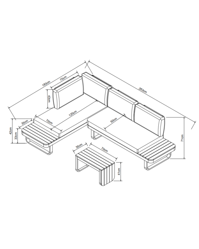 Salotto da giardino in alluminio e acacia "Sirmione" - immagine 4