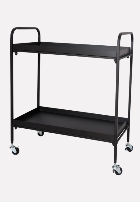 CARRELLINO NERO A DUE PIANI PIEGHEVOLE