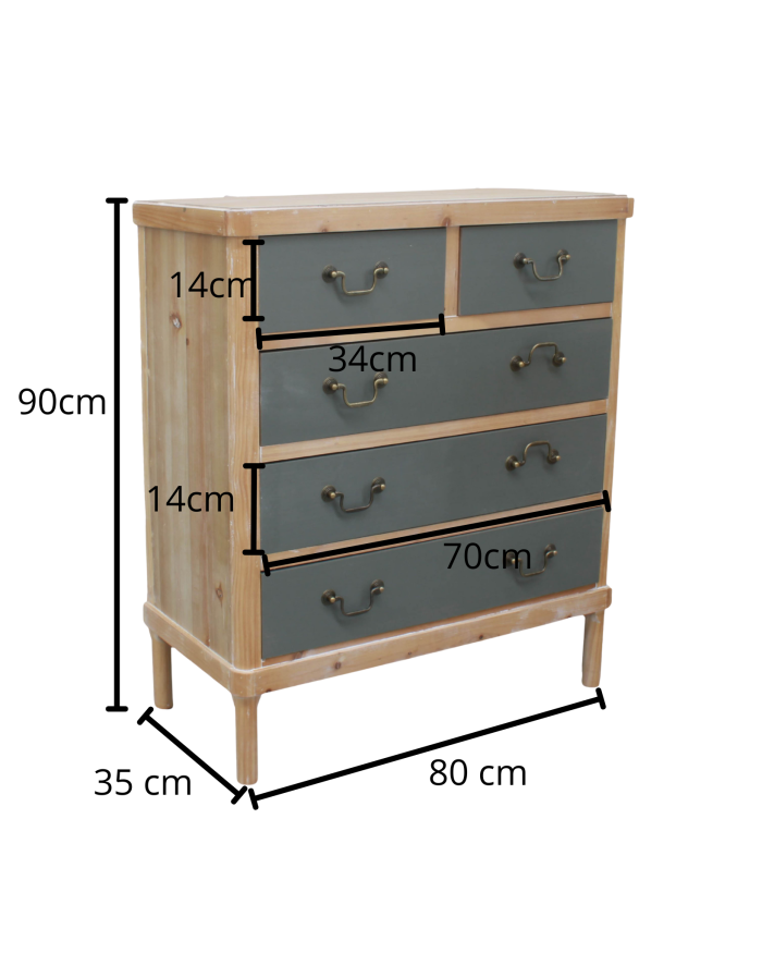 Comò "Elisabetta" colore Miele in legno di Pino e MDF - immagine 2