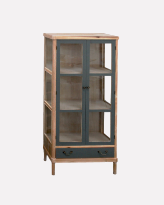 Vetrinetta "Elisabetta" in legno di Pino e MDF colore miele e grigio