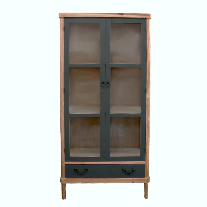 Vetrinetta "Elisabetta" in legno di Pino e MDF colore miele e grigio - immagine 3