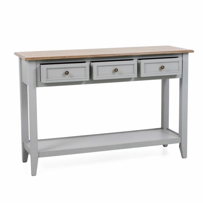 Consolle con 3 cassetti colore grigio in legno di pino "Vicenzo" - immagine 3