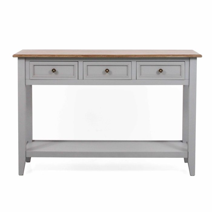 Consolle con 3 cassetti colore grigio in legno di pino "Vicenzo" - immagine 4