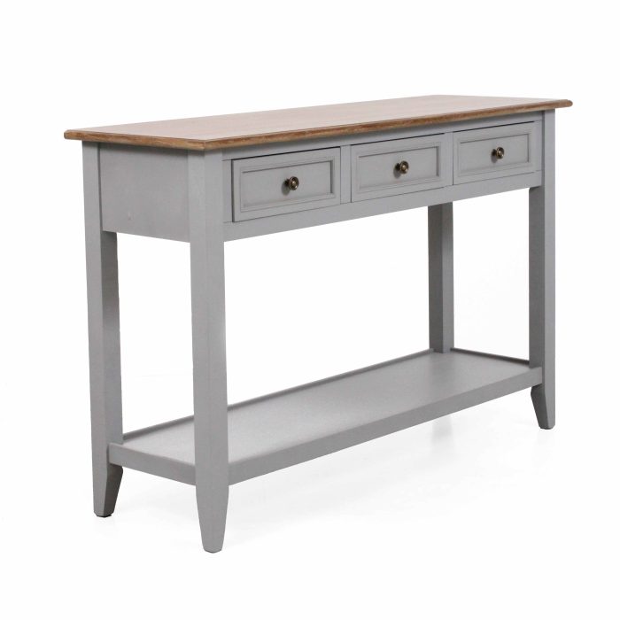 Consolle con 3 cassetti colore grigio in legno di pino "Vicenzo" - immagine 5