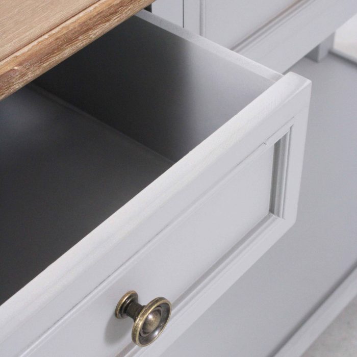 Consolle con 3 cassetti colore grigio in legno di pino "Vicenzo" - immagine 6