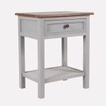 Comodino in legno di pino ed MDF “Vicenzo” con cassetto e ripiano